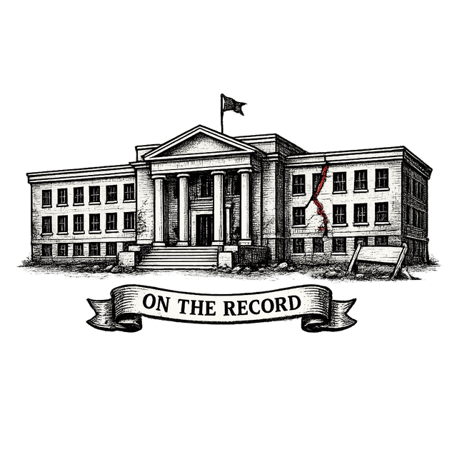 The same campus, on the record: worn, with a visible crack