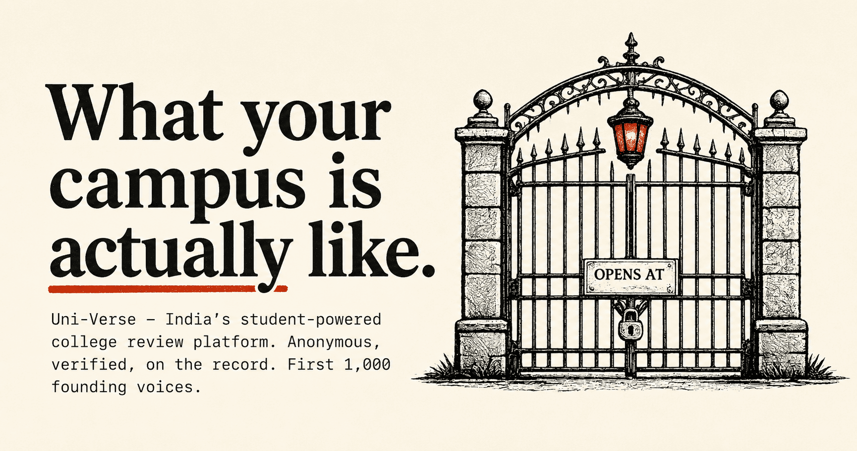 Uni-Verse front page: What your campus is actually like — India's student-powered college review platform.